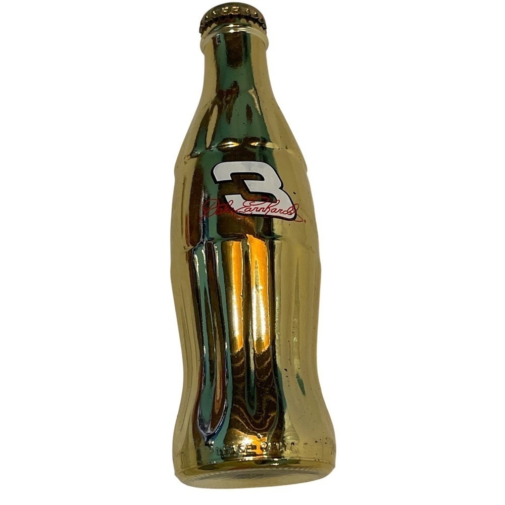 Dale Earnhardt Coca-Cola Bottle Gold Glass 8oz NASCAR 1998 Vintage Racing Gift